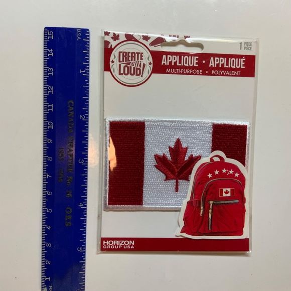 Three embroidered iron-on patches: Moose, Canada flag, camera - Picture 4 of 8